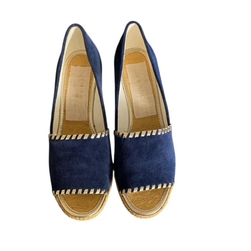 Jack Rogers Navy Palmer Suede Wedge 7